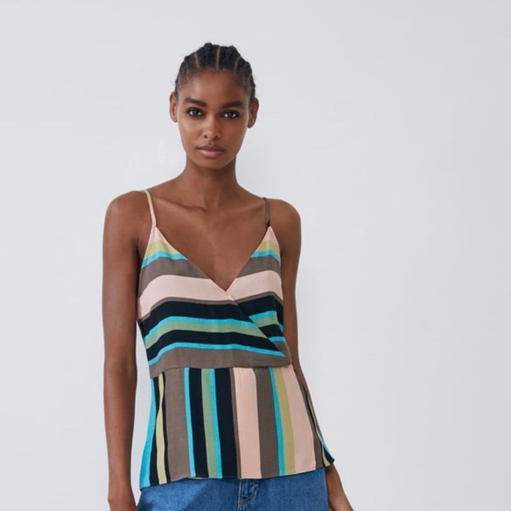 Zara Multicolor Striped Top- Zara Blouse- Zara Camisole- Stripe blouse